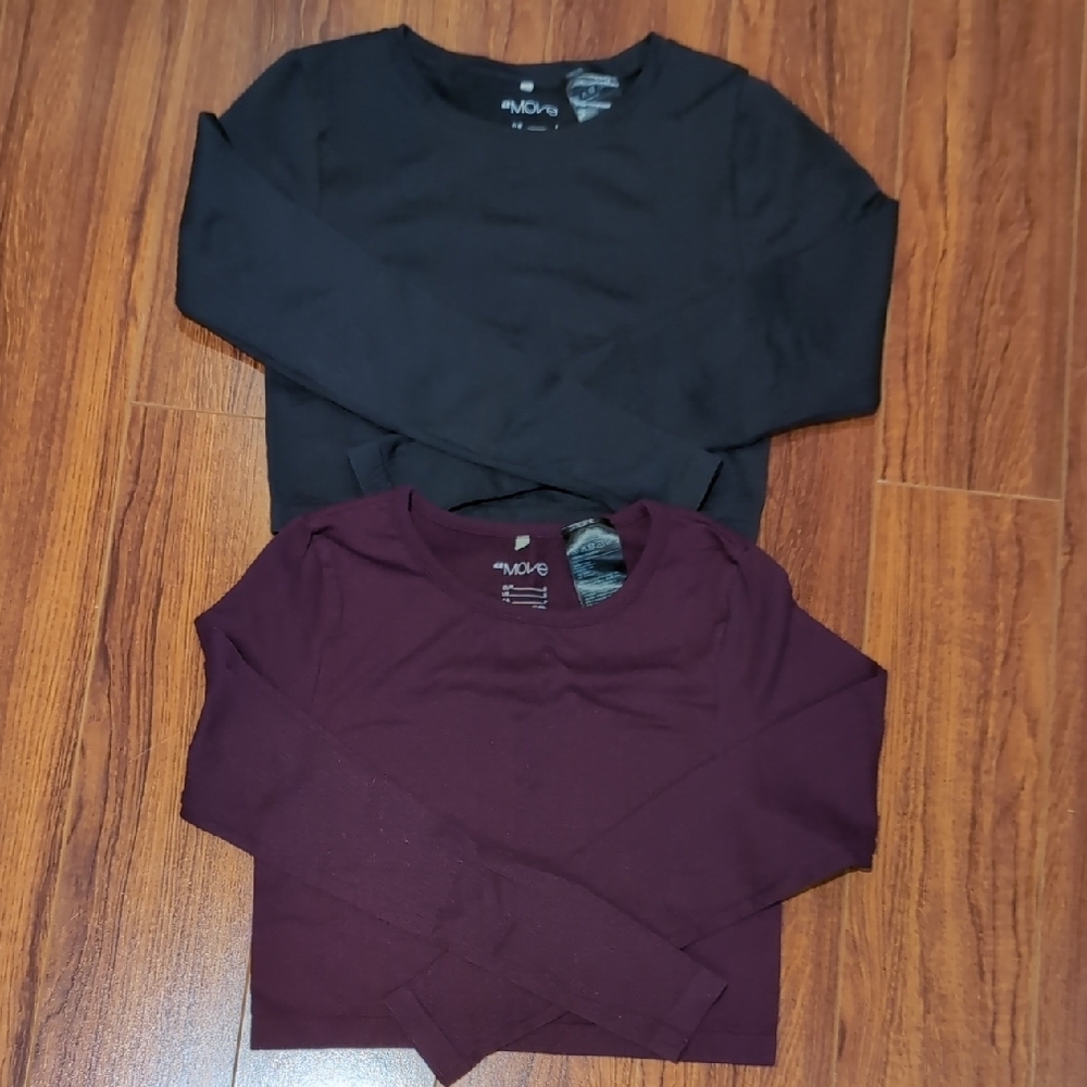 H&M Move Gray and Burgundy Long Sleeve Tops Size Small